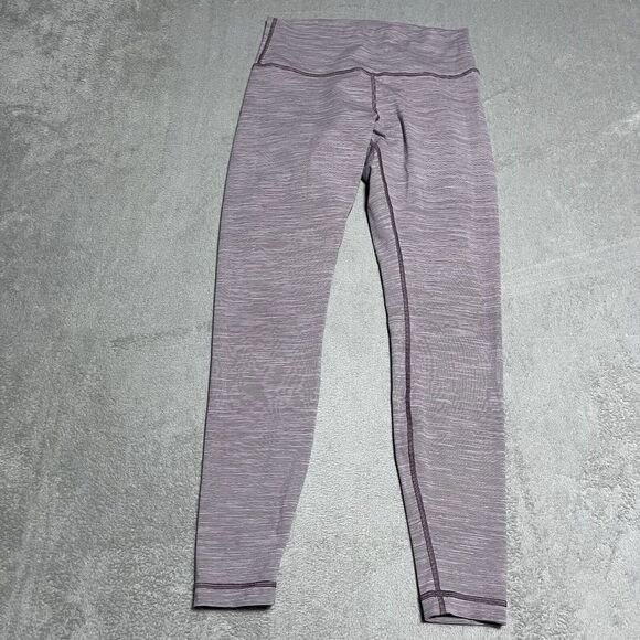 Lululemon Leggings Womens 10 Striped Wunder Under High Rise‎ Activewear Yoga - Picture 1 of 8